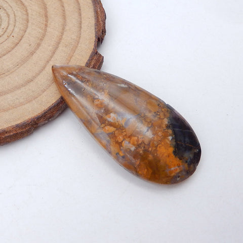 Cabochon en forme de larme naturelle avec agate dendritique, 43 x 19 x 5 mm, 7,3 g