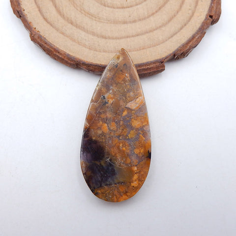 Cabochon en forme de larme naturelle avec agate dendritique, 43 x 19 x 5 mm, 7,3 g