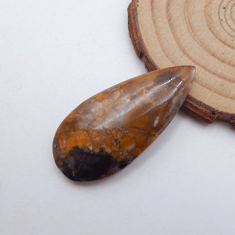 Cabochon en forme de larme naturelle avec agate dendritique, 43 x 19 x 5 mm, 7,3 g