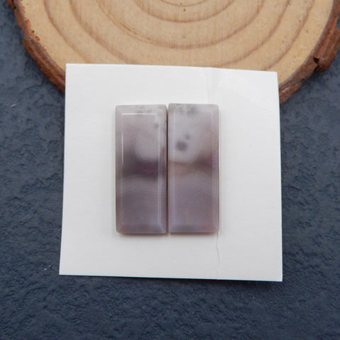 1 paire de cabochons rectangulaires à dos plat en agate violette, 23 x 10 x 3 mm, 3,8 g