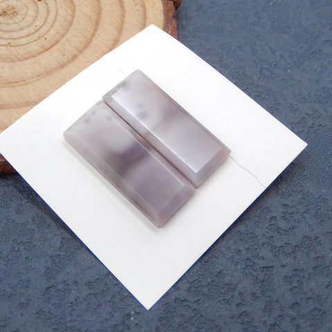 1 paire de cabochons rectangulaires à dos plat en agate violette, 23 x 10 x 3 mm, 3,8 g