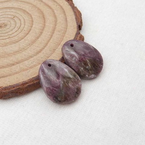 Boucles d'oreilles en pierres précieuses percées à dos plat en tourmaline naturelle, 17x13x4 mm, 3,6 g