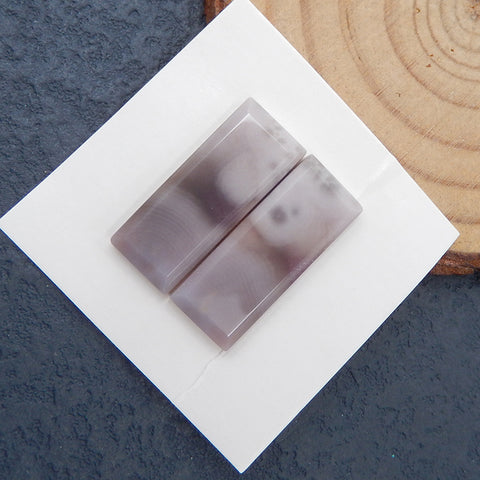 1 paire de cabochons rectangulaires à dos plat en agate violette, 23 x 10 x 3 mm, 3,8 g