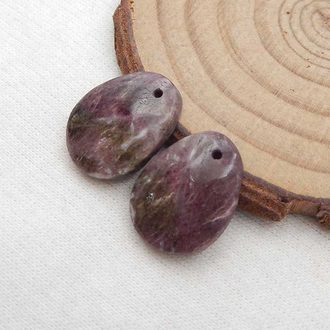 Natural Tourmaline Earring Beads 17x13x4mm, 3.6g