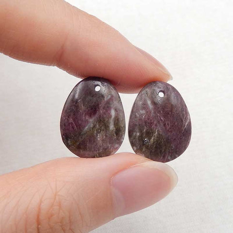 Natural Tourmaline Earring Beads 17x13x4mm, 3.6g