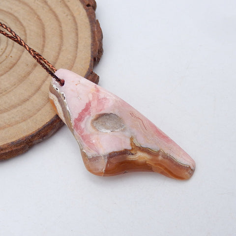 Natural Argentina Rhodochrosite Pendant Bead 43x19x9mm, 7.7g