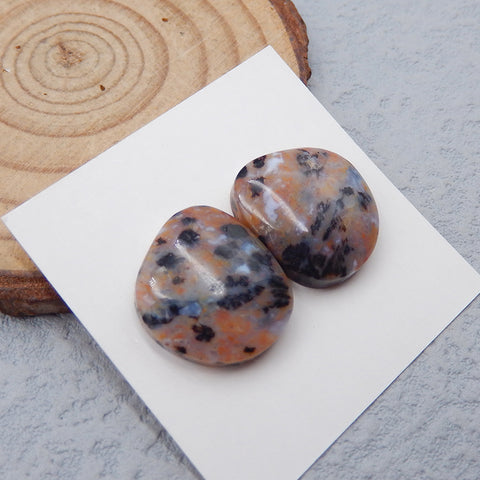 Natural Dendritic Agate Cabochons Paired 17x14x5mm, 4.7g