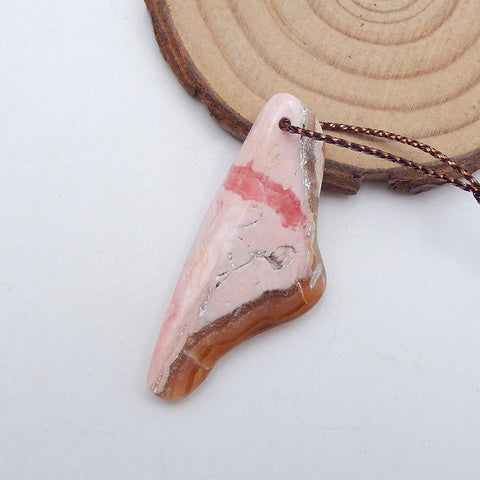 Natural Argentina Rhodochrosite Pendant Bead 43x19x9mm, 7.7g