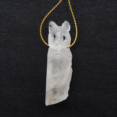 Pendentif de pierre précieuse de hibou de quartz sculpté, pendentif de mode, pendentif de collier d'animal, pendentif unique, 54x16x13mm, 16.1g