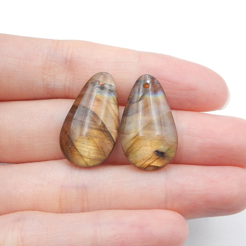 Natural Labradorite Earring Beads 23x13x4mm, 4.4g