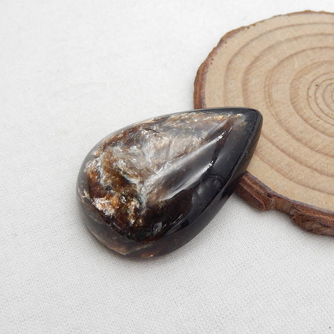 Cabochon de pierres précieuses en forme de larme Wurtzite naturelle (peut percer un trou). Perle pour fabricant de bijoux. 40X28X10mm, 17.6g