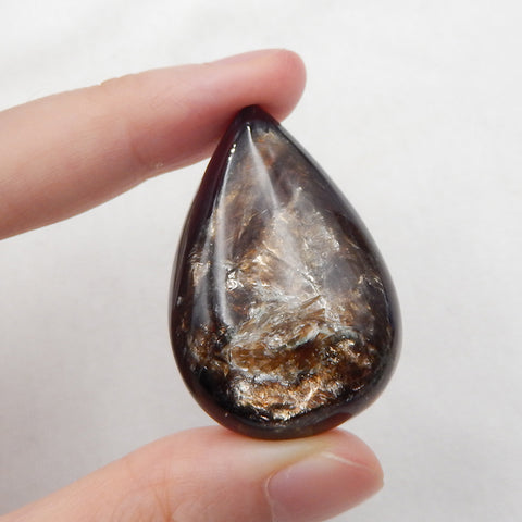 Cabochon de pierres précieuses en forme de larme Wurtzite naturelle (peut percer un trou). Perle pour fabricant de bijoux. 40X28X10mm, 17.6g