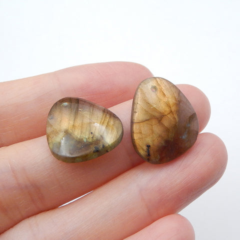 Paire de Boucles d'Oreilles Percées en Labradorite Naturelle 18X15X4mm,3.6g