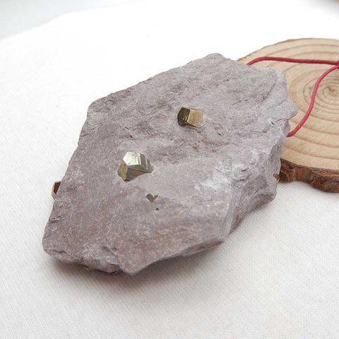 Pendentif brut brut en pierre naturelle Drusy Pyrite, 55 x 48 x 20 mm, 78,6 g