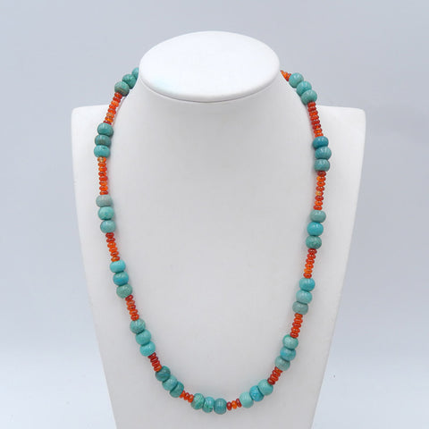 Collier de pierres précieuses de chrysocolle naturelle et d'agate rouge, collier de bijoux, collier réglable.