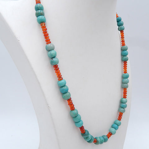 Natural Chrysocolla And Red Agate Gemstone Necklace,Jewelry Necklace ,Adjustable Necklace.