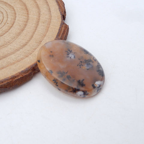 Cabochon de pierres précieuses d'agate dendritique ovale naturelle, 26x19x4mm, 3.9g