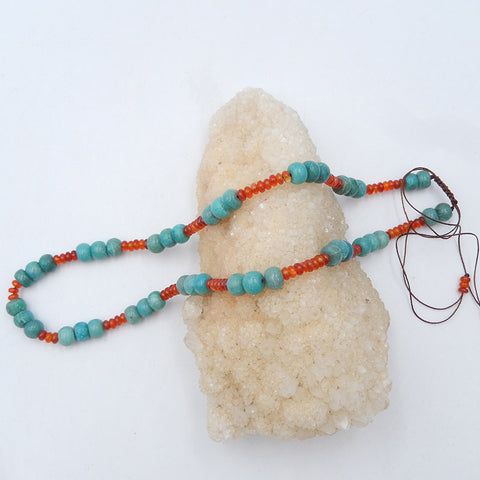 Natural Chrysocolla And Red Agate Gemstone Necklace,Jewelry Necklace ,Adjustable Necklace.