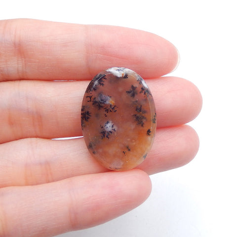 Cabochon de pierres précieuses d'agate dendritique ovale naturelle, 26x19x4mm, 3.9g