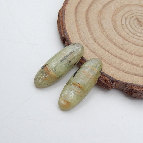 Natural Green Kyanite Cabochons Paired 22x8x4mm, 3.1g