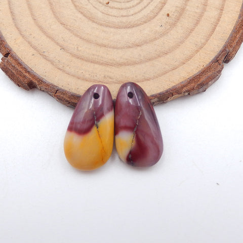 Mookaite 碧玉宝石天然耳环珠，19x11x5mm，3.1g