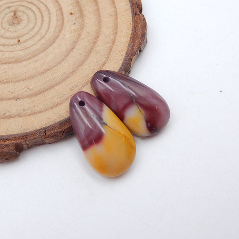 Perles de boucles d'oreilles naturelles Mookaite Jasper Gemstone, 19 x 11 x 5 mm, 3,1 g