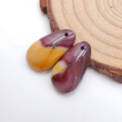 Mookaite 碧玉宝石天然耳环珠，19x11x5mm，3.1g