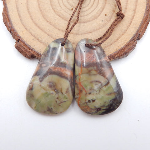 Natural Mushroom Jasper Earring Beads 30x18x5mm, 9.1g