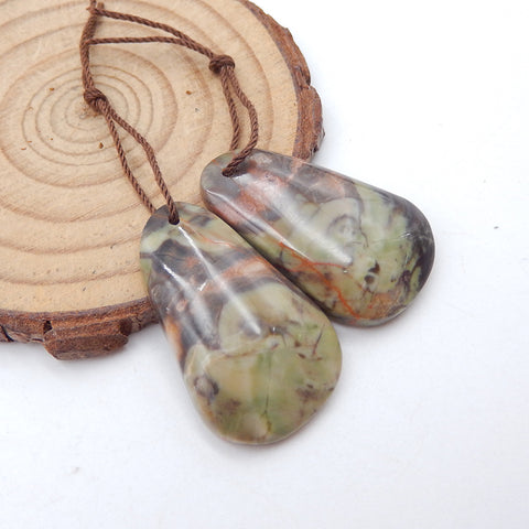 Natural Mushroom Jasper Earring Beads 30x18x5mm, 9.1g