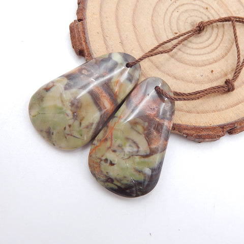 Natural Mushroom Jasper Earring Beads 30x18x5mm, 9.1g