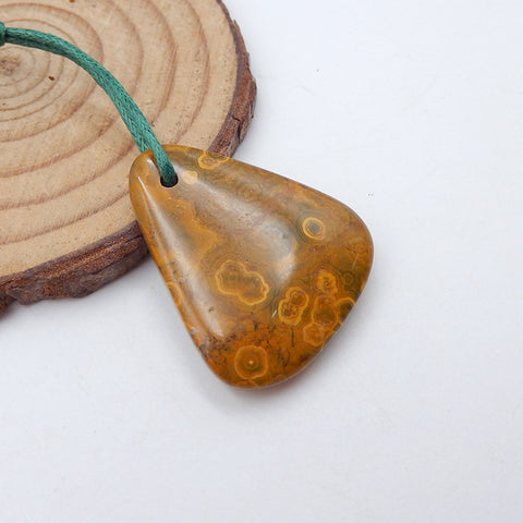 Natural Ocean Jasper Pendant Bead 29x24x7mm, 7.1g