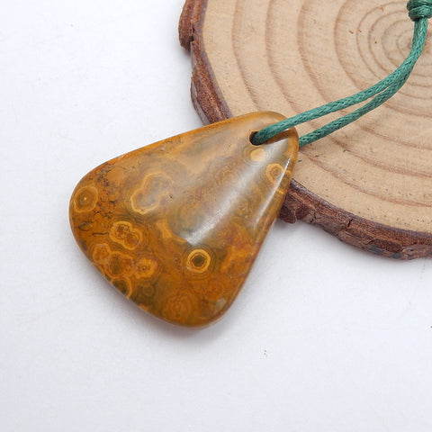 Natural Ocean Jasper Pendant Bead 29x24x7mm, 7.1g