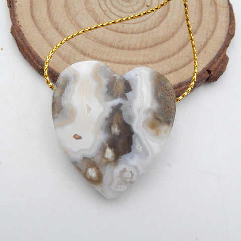 Natural Ocean Jasper Pendant Bead 33x30x7mm, 11.9g