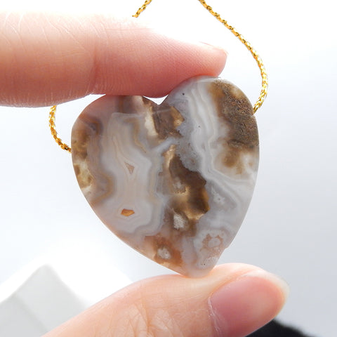 Natural Ocean Jasper Pendant Bead 33x30x7mm, 11.9g