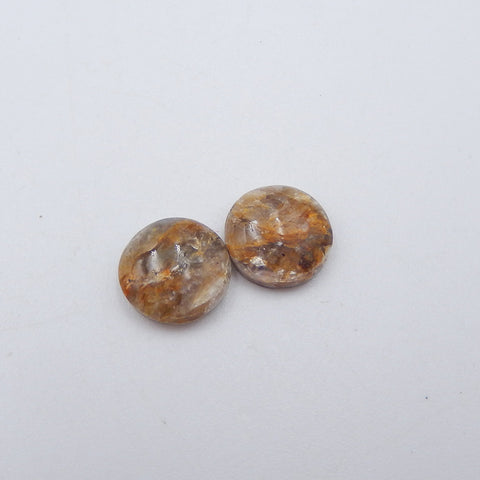 Paire de Boucles d'Oreilles en Quartz Rutile Or Naturel, 9x3mm, 1.0g