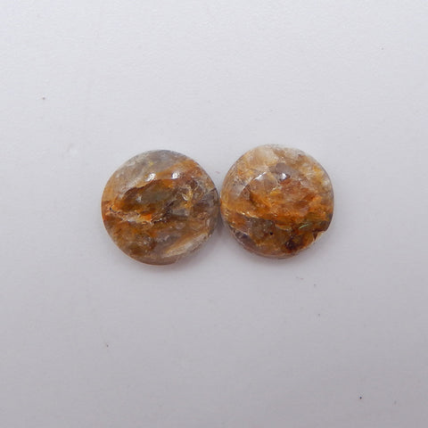 Paire de Boucles d'Oreilles en Quartz Rutile Or Naturel, 9x3mm, 1.0g