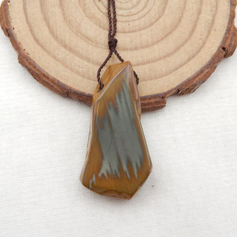 Natural Us Biggs Jasper Perle pendentif en pierres précieuses percées, 35x19x7mm, 7.5g