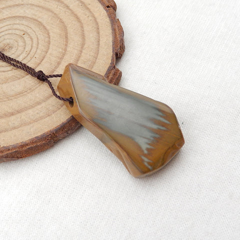 Natural Us Biggs Jasper Perle pendentif en pierres précieuses percées, 35x19x7mm, 7.5g