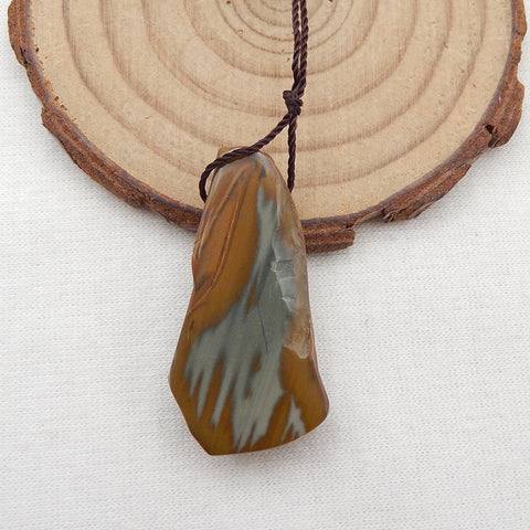 Natural Us Biggs Jasper Perle pendentif en pierres précieuses percées, 35x19x7mm, 7.5g