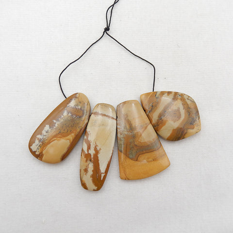 4 Pcs Us Biggs Jasper Pendentif Perle, 41x30x7mm, 46x30x7mm, 48.9g