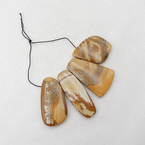 4 Pcs Us Biggs Jasper Pendentif Perle, 41x30x7mm, 46x30x7mm, 48.9g