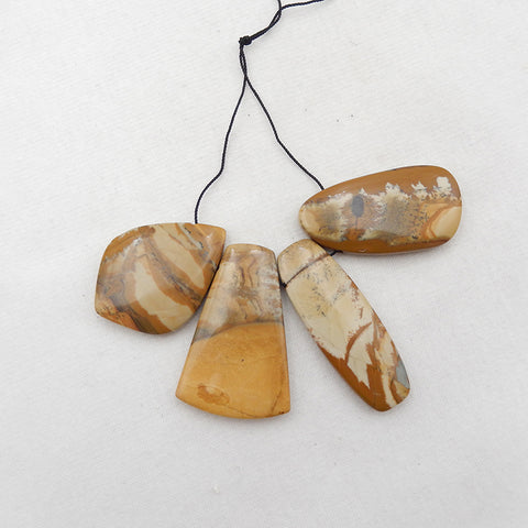 4 Pcs Us Biggs Jasper Pendentif Perle, 41x30x7mm, 46x30x7mm, 48.9g