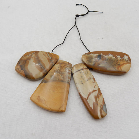 4 Pcs Us Biggs Jasper Pendentif Perle, 41x30x7mm, 46x30x7mm, 48.9g