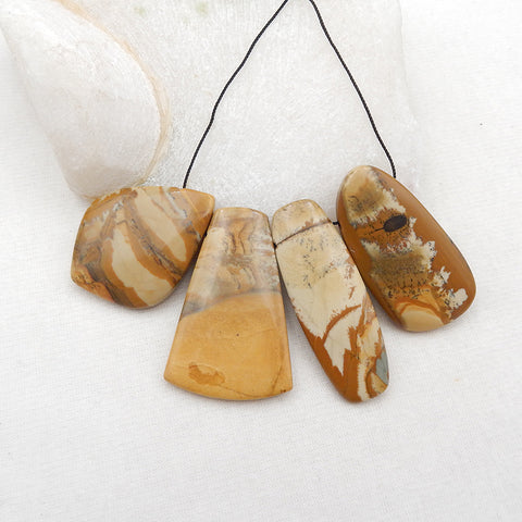 4 Pcs Us Biggs Jasper Pendentif Perle, 41x30x7mm, 46x30x7mm, 48.9g