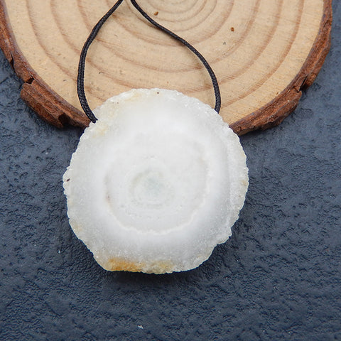 Natural White Geode Quartz Druzy Pendant Bead 30X30X8mm, 11.5g