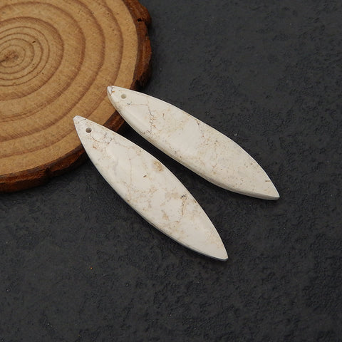 Natural Howlite Earring Beads 43x11x4mm, 6.4g