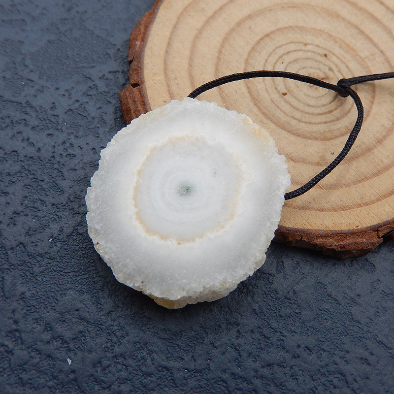 Natural White Geode Quartz Druzy Pendant Bead 30X30X8mm, 11.5g