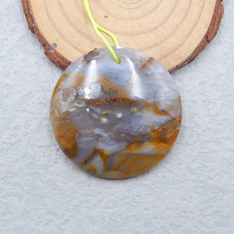 Perle pendentif de forage Flatback en agate naturelle, 40X40X7mm, 17g