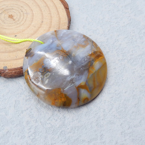 Perle pendentif de forage Flatback en agate naturelle, 40X40X7mm, 17g