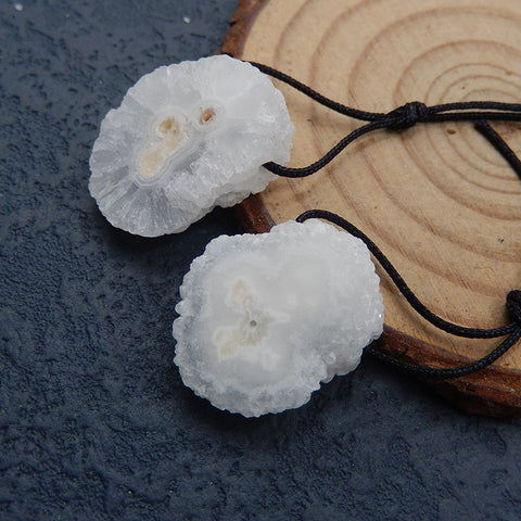 Nature White Geode Quartz Druzy Earring Beads 22X17X6mm, 7.3g